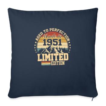 1951 anniversaire 1951 né en 1951 anniversaire - Housse de coussin décorative 45 x 45 cm - bleu marine - Devant