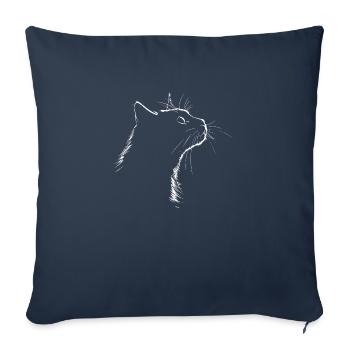 cat, cat motif, cute, gift, gift ideas - Sofa pillowcase 17,3'' x 17,3'' (45 x 45 cm) - navy - Front