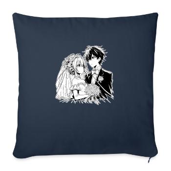 Illustration d’anime de mariée et le marié - Housse de coussin décorative 45 x 45 cm - bleu marine - Devant