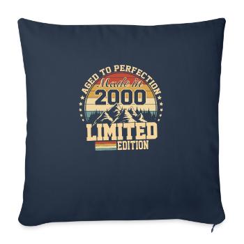 2000 anniversaire 2000 né en 2000 anniversaire - Housse de coussin décorative 45 x 45 cm - bleu marine - Devant