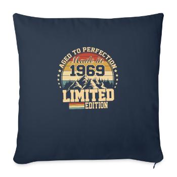 1969 anniversaire 1969 né en 1969 anniversaire - Housse de coussin décorative 45 x 45 cm - bleu marine - Devant