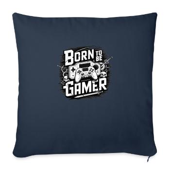 né pour etre gamer - Housse de coussin décorative 45 x 45 cm - bleu marine - Devant
