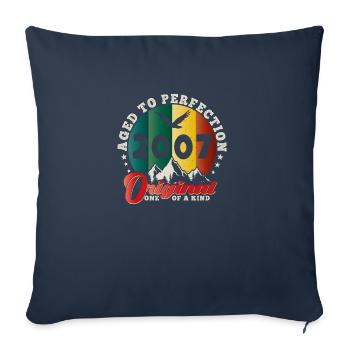 Anniversaire vintage 2007 - idée cadeau rétro 2007 - Housse de coussin décorative 45 x 45 cm - bleu marine - Devant