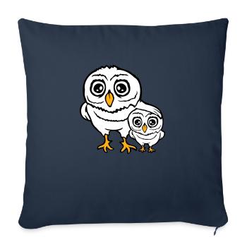 2 Owls Dad Mom Child Baby Family Mother Father - Sofa pillowcase 17,3'' x 17,3'' (45 x 45 cm) - navy - Front