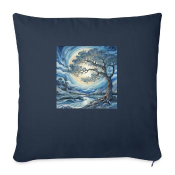 Yggdrasil – Arbre de vie - Housse de coussin décorative 45 x 45 cm - bleu marine - Devant