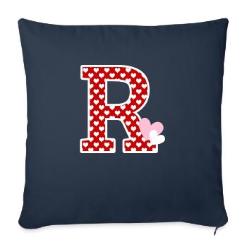 Lettre r cœur - Housse de coussin décorative 45 x 45 cm - bleu marine - Devant