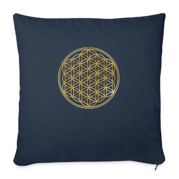 Blume des Lebens 3D GOLD für Accessoires - Sofakissenbezug 45 x 45 cm - Navy - Vorne