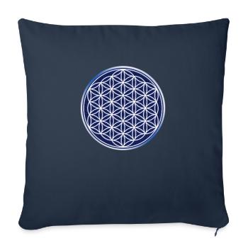 La fleur de la vie dans le ciel étoilé - Housse de coussin décorative 45 x 45 cm - bleu marine - Devant