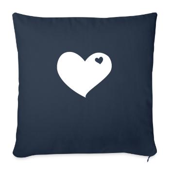 Blanc Coeur - Housse de coussin décorative 45 x 45 cm - bleu marine - Devant