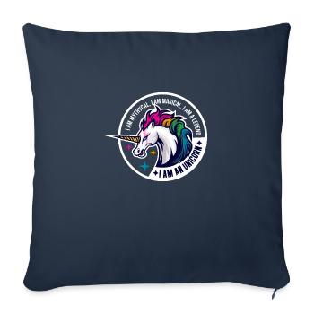 unicorne - Housse de coussin décorative 45 x 45 cm - bleu marine - Devant