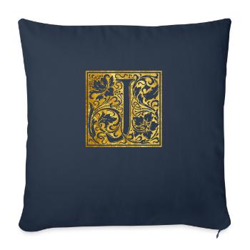 Monogramme J - Housse de coussin décorative 45 x 45 cm - bleu marine - Devant
