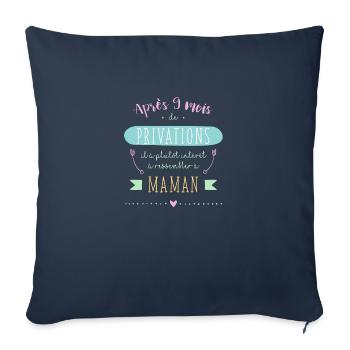 9 mois de PRIVATIONS - Housse de coussin décorative 45 x 45 cm - bleu marine - Devant