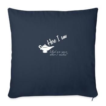Jinni - Ici, je suis, les 2 autres souhaits? - Housse de coussin décorative 45 x 45 cm - bleu marine - Devant