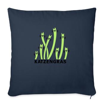 Cat Grass 2 - Sofa pillowcase 17,3'' x 17,3'' (45 x 45 cm) - navy - Front