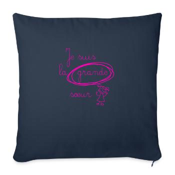 Je suis la grande soeur - version rose - Housse de coussin décorative 45 x 45 cm - bleu marine - Devant