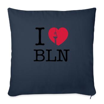 I HEART BERLIN - J'AIME BERLIN - TOUR - TV - Housse de coussin décorative 45 x 45 cm - bleu marine - Devant