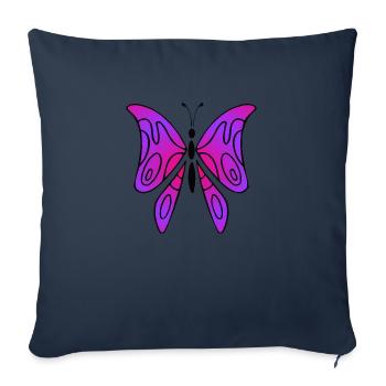 Rosa und lila Schmetterling - Sofakissenbezug 45 x 45 cm - Navy - Vorne