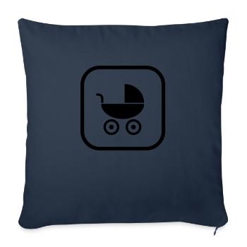 kinderwagen__logo__f1 - Housse de coussin décorative 45 x 45 cm - bleu marine - Devant