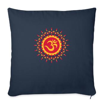 Om symbole, mandala, fleur,soleil, yoga,méditation - Housse de coussin décorative 45 x 45 cm - bleu marine - Devant