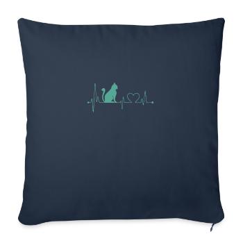 Chemise de chat • Chat de battement de coeur • Cadeau - Housse de coussin décorative 45 x 45 cm - bleu marine - Devant
