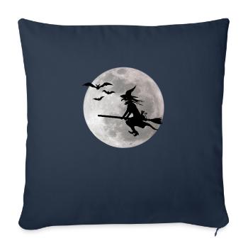 Halloween witch with a cat flies on the sky - Sofa pillowcase 17,3'' x 17,3'' (45 x 45 cm) - navy - Front