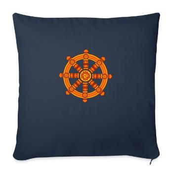 Roue de dharma de Fortune, bouddhisme, Chakra - Housse de coussin décorative 45 x 45 cm - bleu marine - Devant