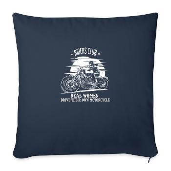 De vraies femmes au volant de leur propre moto - Housse de coussin décorative 45 x 45 cm - bleu marine - Devant