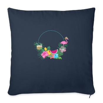 beachy_wreath_flamingo - Sofa pillowcase 17,3'' x 17,3'' (45 x 45 cm) - navy - Front