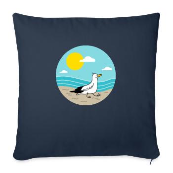 Mouette à la mer - Housse de coussin décorative 45 x 45 cm - bleu marine - Devant