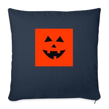 Visage de citrouille motif masque Halloween - Housse de coussin décorative 45 x 45 cm - bleu marine - Devant