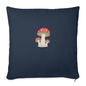 Idée cadeau forêt champignon chanceux - Housse de coussin décorative 45 x 45 cm - bleu marine - Devant