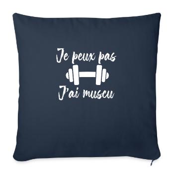Je peux pas j'ai muscu - Housse de coussin décorative 45 x 45 cm - bleu marine - Devant
