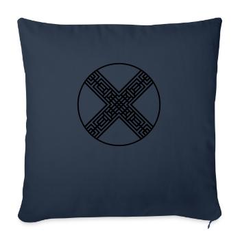Ornement croix de cercle - Housse de coussin décorative 45 x 45 cm - bleu marine - Devant