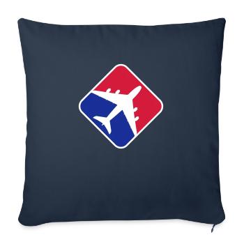 Avion rouge bleu - Housse de coussin décorative 45 x 45 cm - bleu marine - Devant