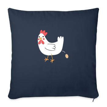 Poulet caca un œuf! - Housse de coussin décorative 45 x 45 cm - bleu marine - Devant
