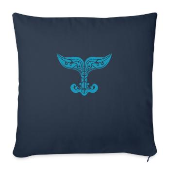 Maori Whale Tail Polynesia Tribal Tattoo Gift - Sofa pillowcase 17,3'' x 17,3'' (45 x 45 cm) - navy - Front