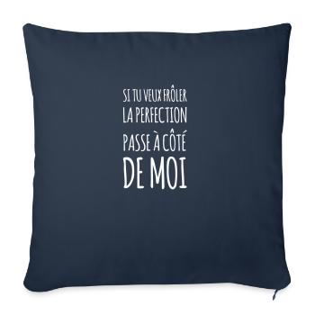 Perfection humour - Housse de coussin décorative 45 x 45 cm - bleu marine - Devant