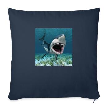 Grand requin blanc en chasse - Housse de coussin décorative 45 x 45 cm - bleu marine - Devant