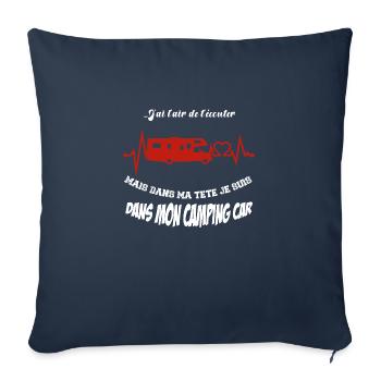 je suis en camping car - Housse de coussin décorative 45 x 45 cm - bleu marine - Devant