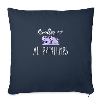 Réveillez-moi au printemps - Housse de coussin décorative 45 x 45 cm - bleu marine - Devant