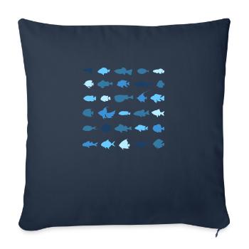 Les petits poissons - Housse de coussin décorative 45 x 45 cm - bleu marine - Devant