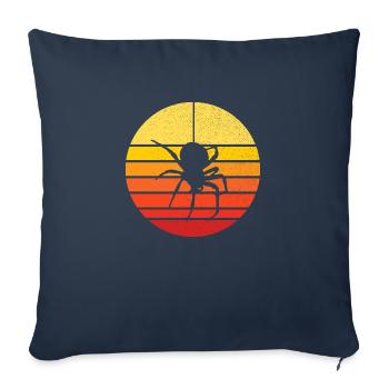 araignée et coucher de soleil - nature et insecte - Housse de coussin décorative 45 x 45 cm - bleu marine - Devant