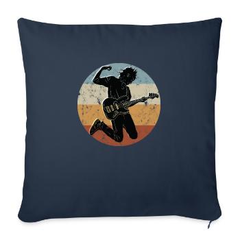 Basse | Basse E-Basse | Basse-Guitare Design - Housse de coussin décorative 45 x 45 cm - bleu marine - Devant