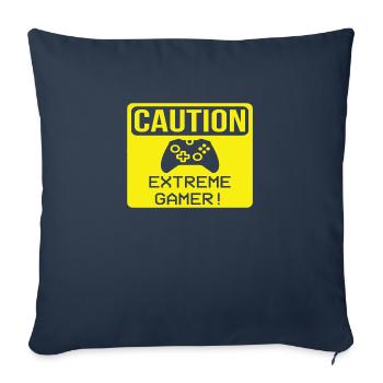 Caution Extreme Gamer! - Sofa pillowcase 17,3'' x 17,3'' (45 x 45 cm) - navy - Front