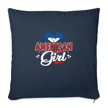 AMERICAN GIRL - Housse de coussin décorative 45 x 45 cm - bleu marine - Devant