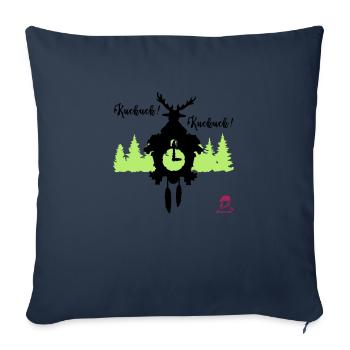 Kuckuck...Kuckuck... Kuckucksuhr mit Hirschgeweih - Sofakissenbezug 45 x 45 cm - Navy - Vorne