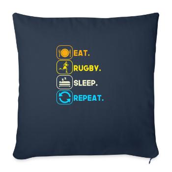eat sleep rugby repeat - Housse de coussin décorative 45 x 45 cm - bleu marine - Devant