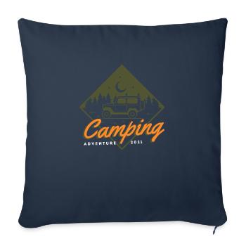 Camping Adventure 2021 - Housse de coussin décorative 45 x 45 cm - bleu marine - Devant