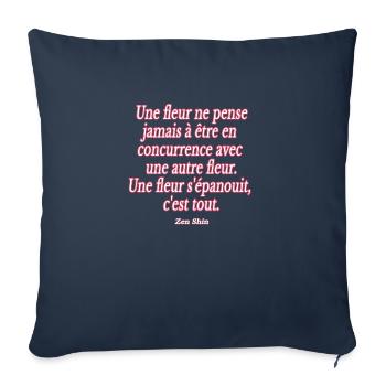 citation epanouissement fleur concurrence zen rose - Housse de coussin décorative 45 x 45 cm - bleu marine - Devant