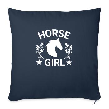 Cheval - Housse de coussin décorative 45 x 45 cm - bleu marine - Devant